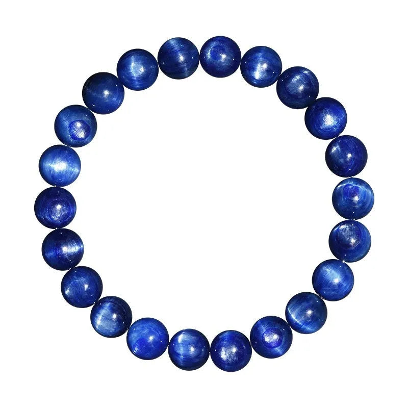 7A grade blue crystal bracelet with geometric Ruyi design elements in polished finish
