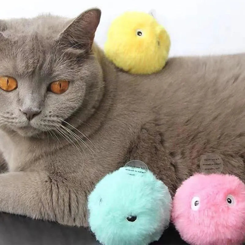 Colourful interactive cat toy ball with motion sensor producing animal sounds