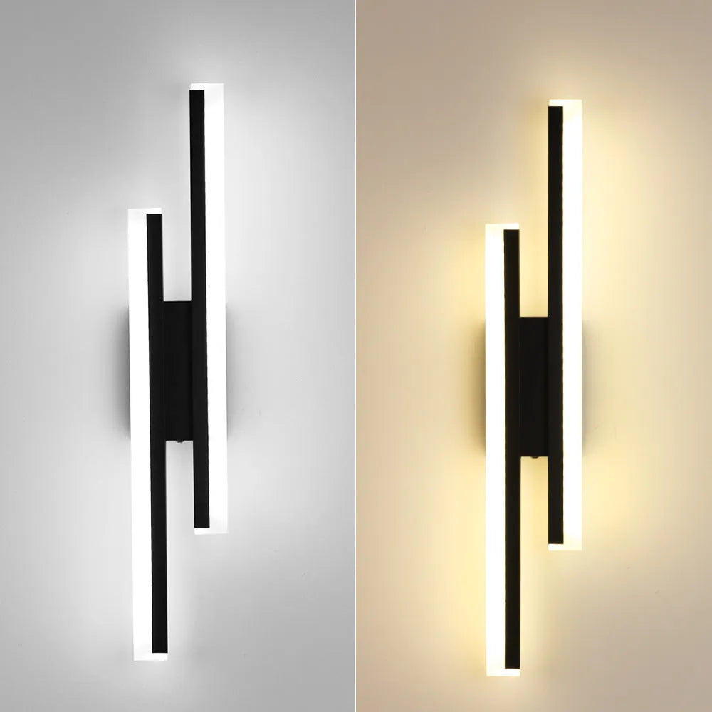 Gold-accented modern double line wall lamp with adjustable light colour, 500mm long.