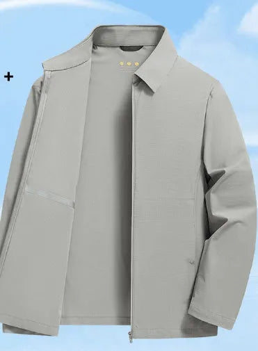 Navy blue lapel collar business shirt in ice silk fabric for summer sun protection at work