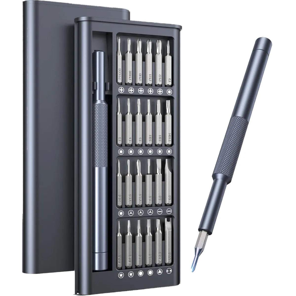 25-in-one magnetic screwdriver set with chrome vanadium steel construction and knurled ABS handle