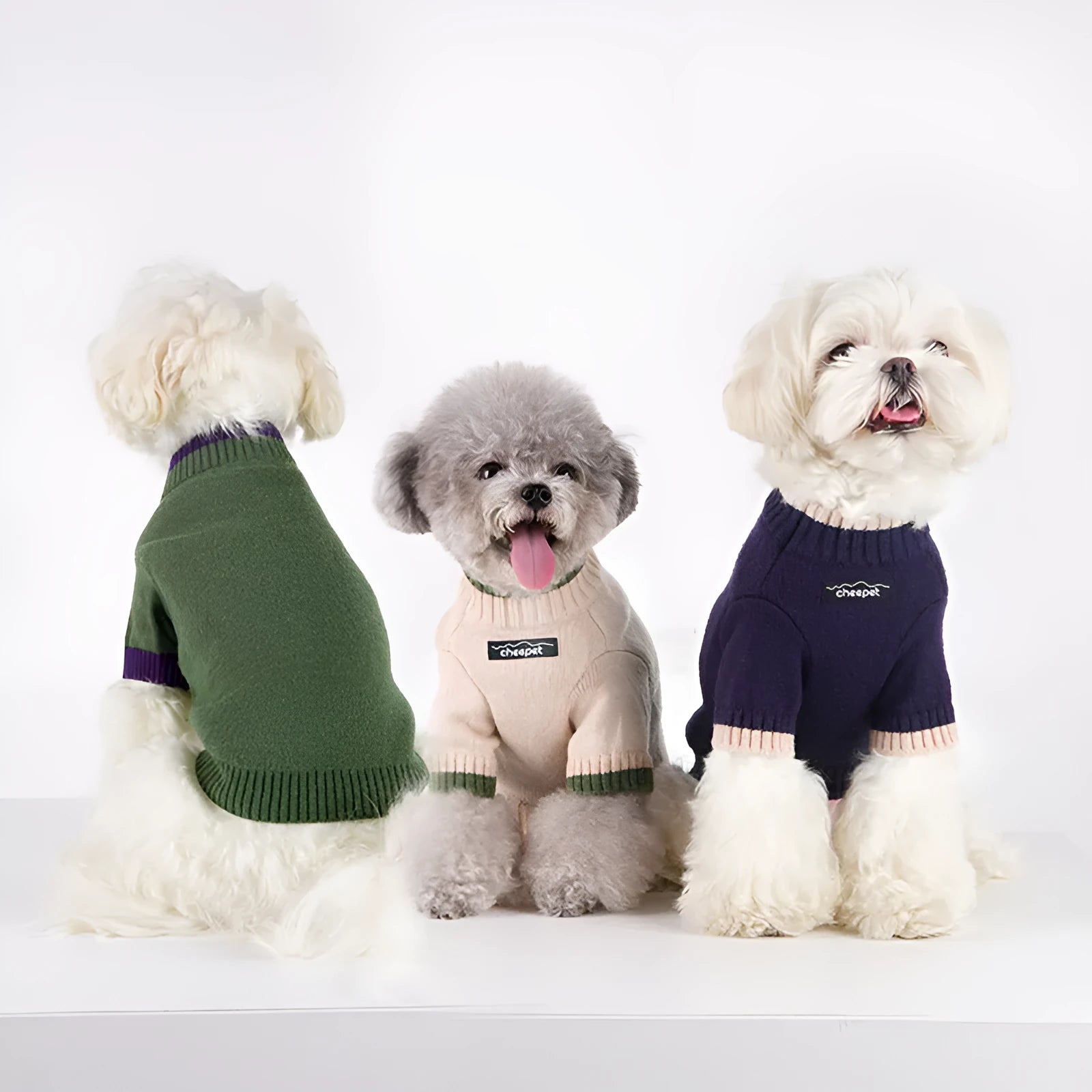 British style wool pet sweater for dog or cat in Crown Blue colour, sized for winter