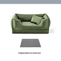 Waterproof outdoor dog kennel with removable cover in dark green colour with included mat pillow