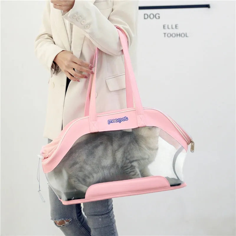 MOORPET leather cat outing carry bag in a solid colour showing medium hardness structure.
