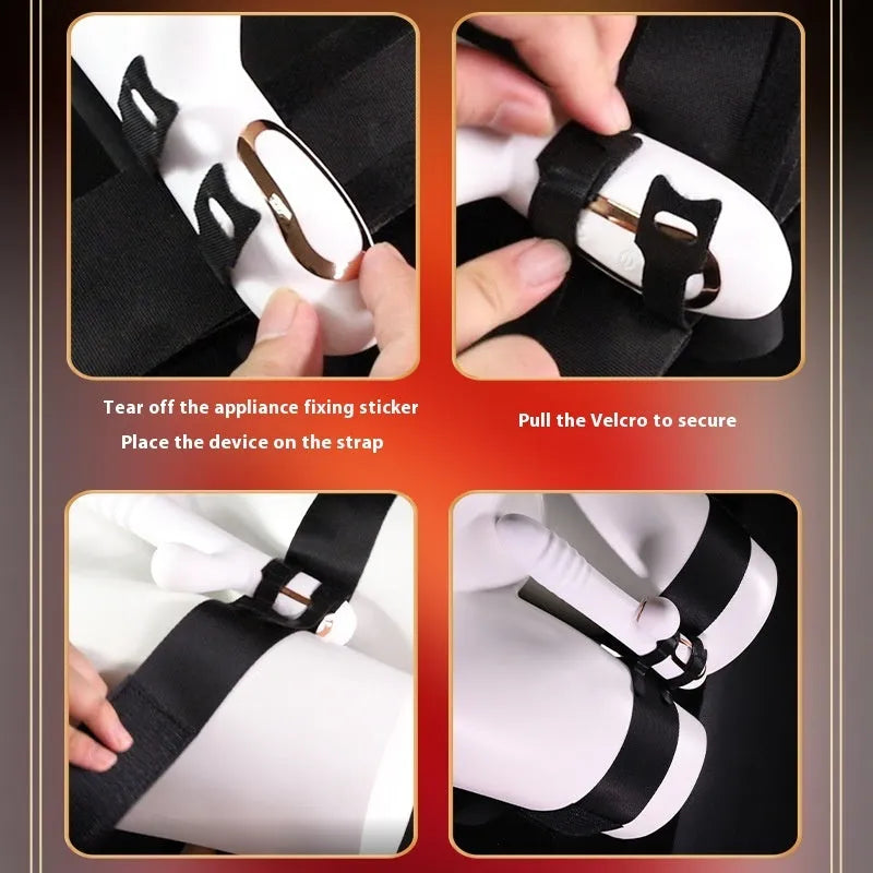 Black knitted belt strap for women's toy tools and intimate accessories