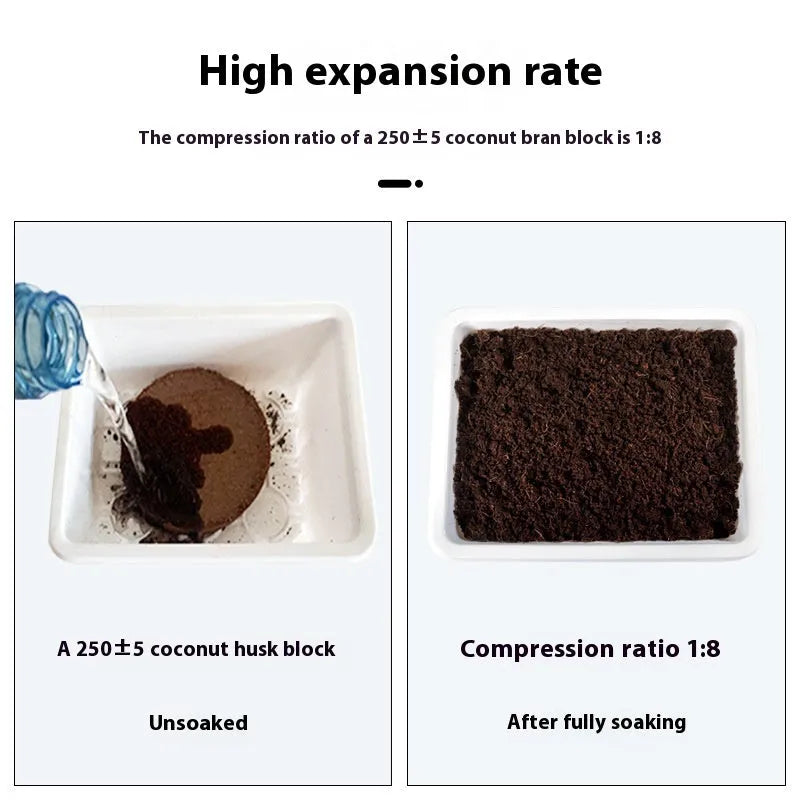 Nutrient soil blocks for planting and seedling cultivation in various sizes on a garden table.