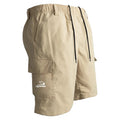 Loose straight casual shorts in polyester fiber featuring micro elasticity and sports style design in black blue green or khaki