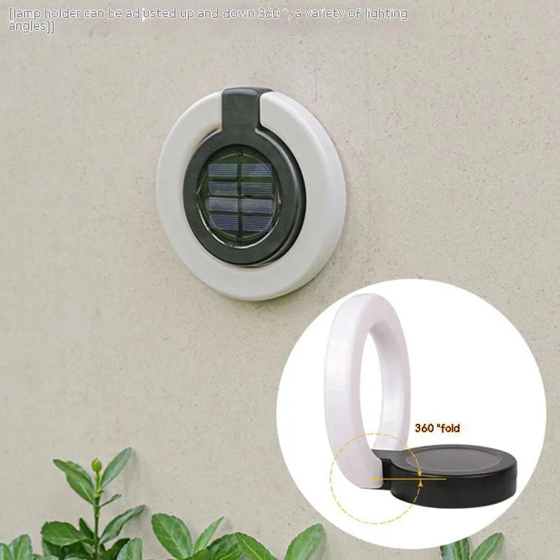 Solar underground outdoor light with waterproof ABS PS construction showing dimensions and installation options