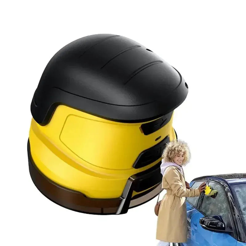 Yellow cordless electric snow scraper with USB charging cable for car windshield ice removal
