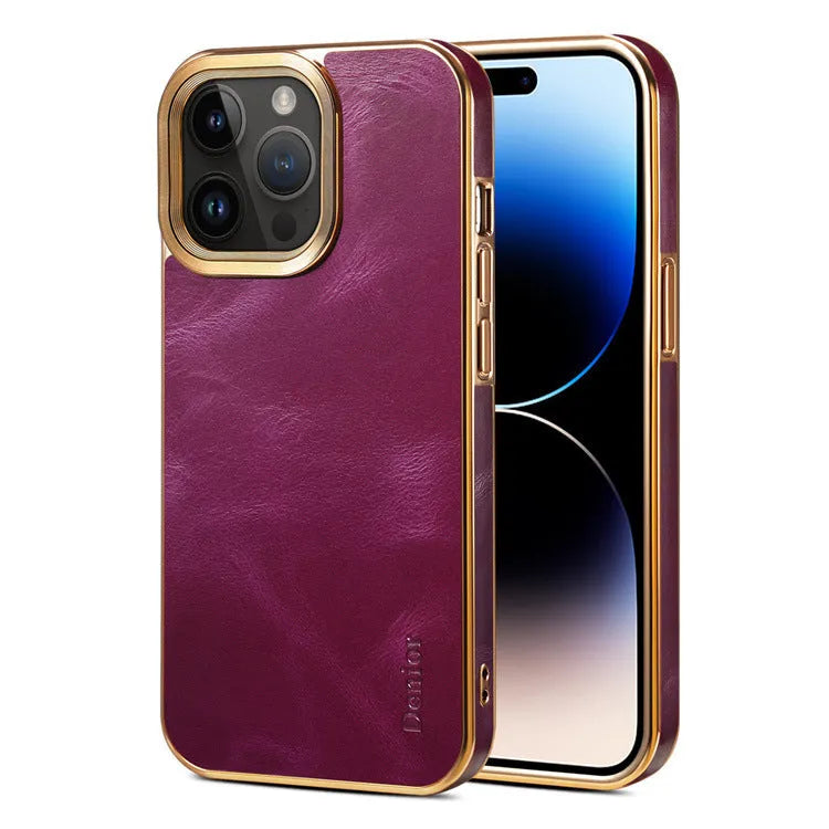 Handmade slim leather protective case for iPhone in vintage oil wax leather