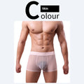 A pair of thin, solid-colour men's boxer shorts made from quick-dry polyester fabric.