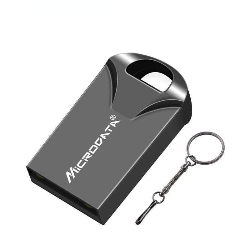 Silver car-shaped metal USB flash drive on a black lanyard necklace.