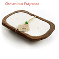 Retro wooden basin containing a lavender-scented soy wax candle with three visible wicks.