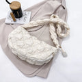 Women's light beige nylon messenger bag with long shoulder strap, shown with dimensions 35cm wide by 20cm high.