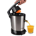 Electric citrus juicer with stainless steel body and vertical screw rod cutter head