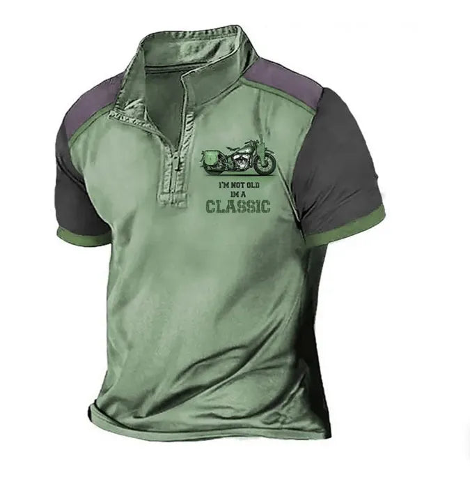 Golf polo shirt with 3D digital print in a solid colour, loose pullover style.