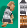 Grey snowflake pattern dog Christmas sweater on pet with brown colour option