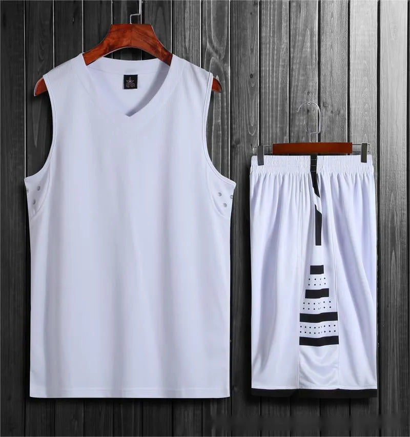 White polyester sports vest and pants set for campus competitions and fitness training