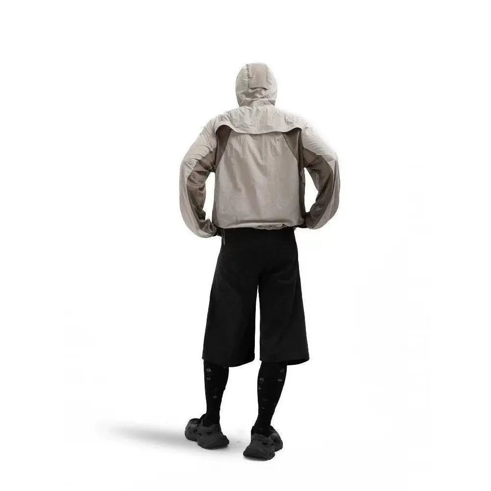 Thin nylon sun protective clothing with mesh stitching in desert brown colour