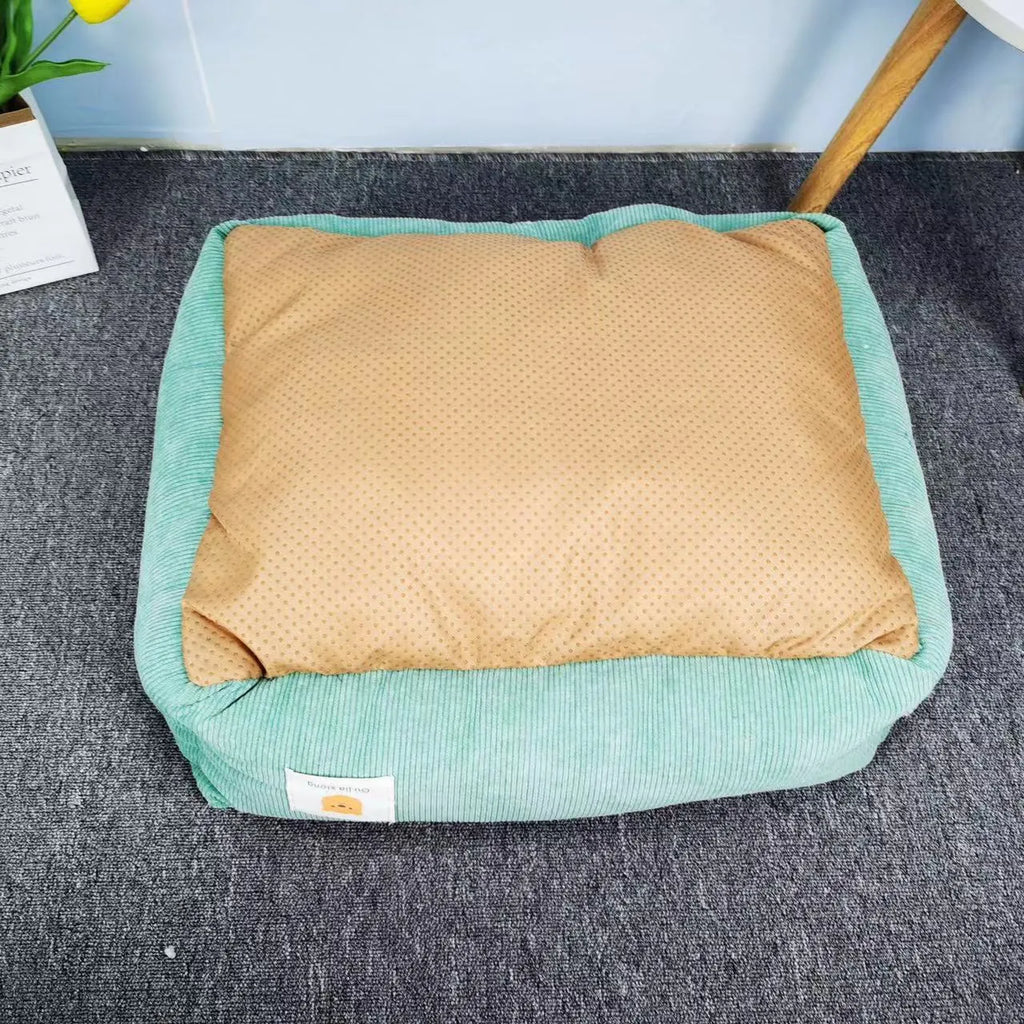 Cotton dog winter pet nest in light blue colour showing soft fabric texture and enclosed design