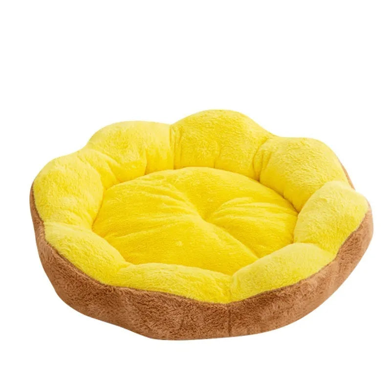 Round rabbit plush cat bed with thick fabric and detachable washable cover