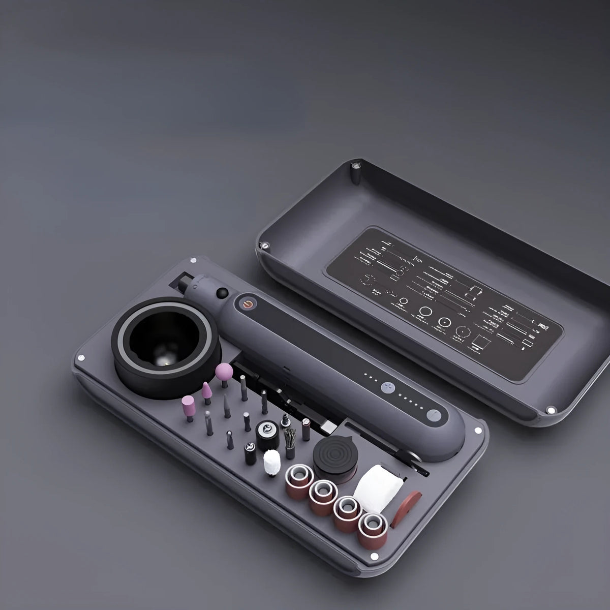 Compact cordless electric grinding set with 5-speed adjustment for polishing and cutting tasks