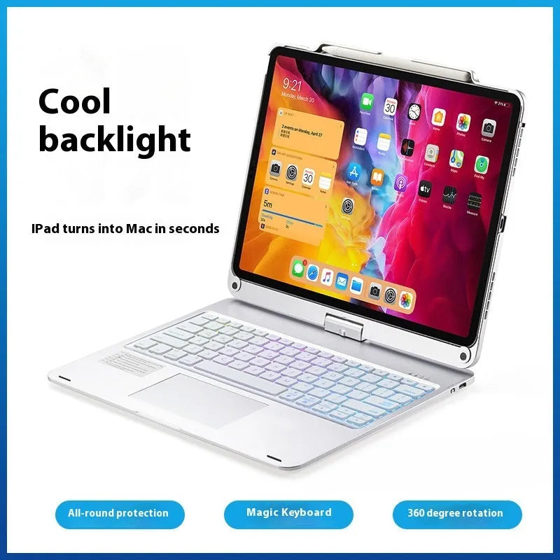 Miaocontrol Bluetooth keyboard with rotating stand for iPad tablets in black, rose gold and silver colours