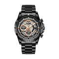Men's waterproof luminous quartz watch with stainless steel band in three colour options