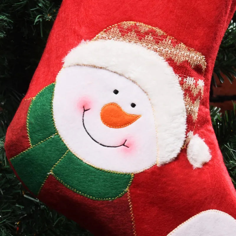 Christmas stocking with snowman design made from non-woven fabric for festive decoration