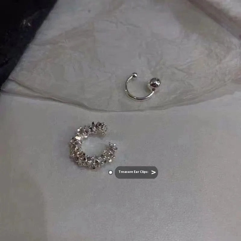 Women's alloy ear clip earrings with irregular geometric shapes and frosty B4710# finish