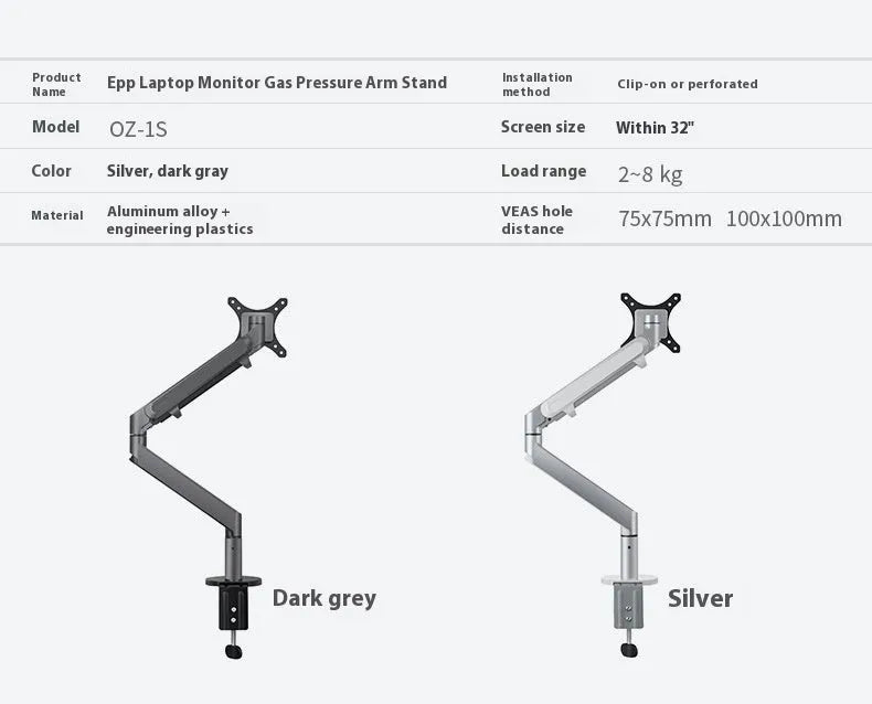 Hover Notebook Air Pressure Arm Bracket aluminium alloy computer stand in silver or black