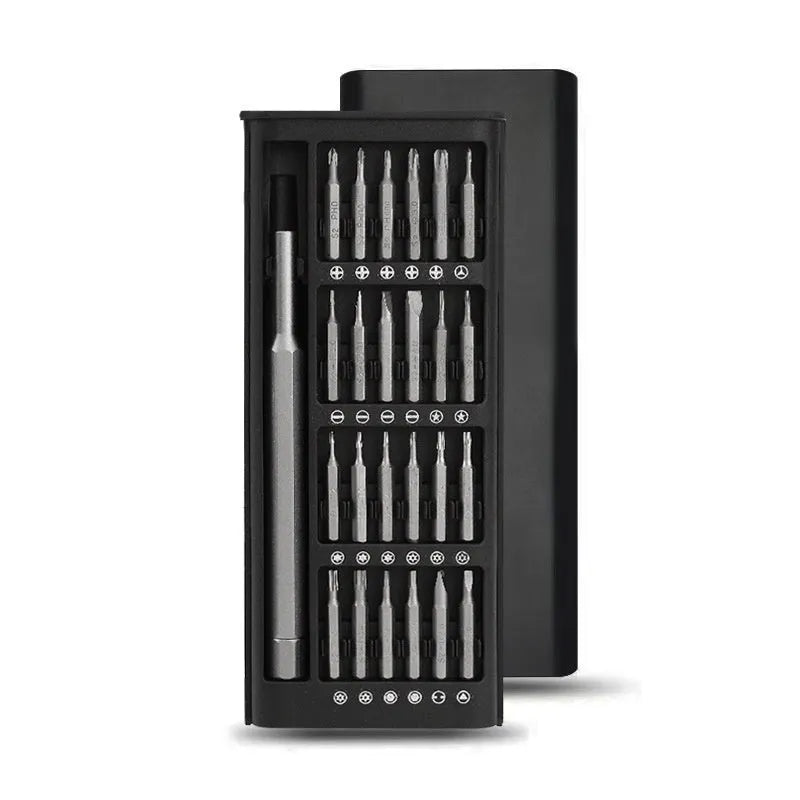 24 in one precision magnetic screwdriver tool set with aluminium and plastic handles and chrome vanadium steel bits
