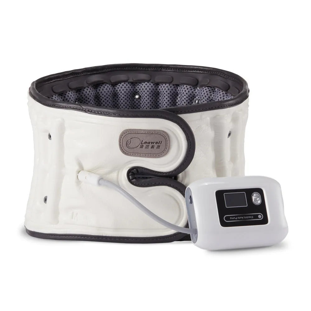 Automatic inflation lumbar support belt for disc correction in grey PU material