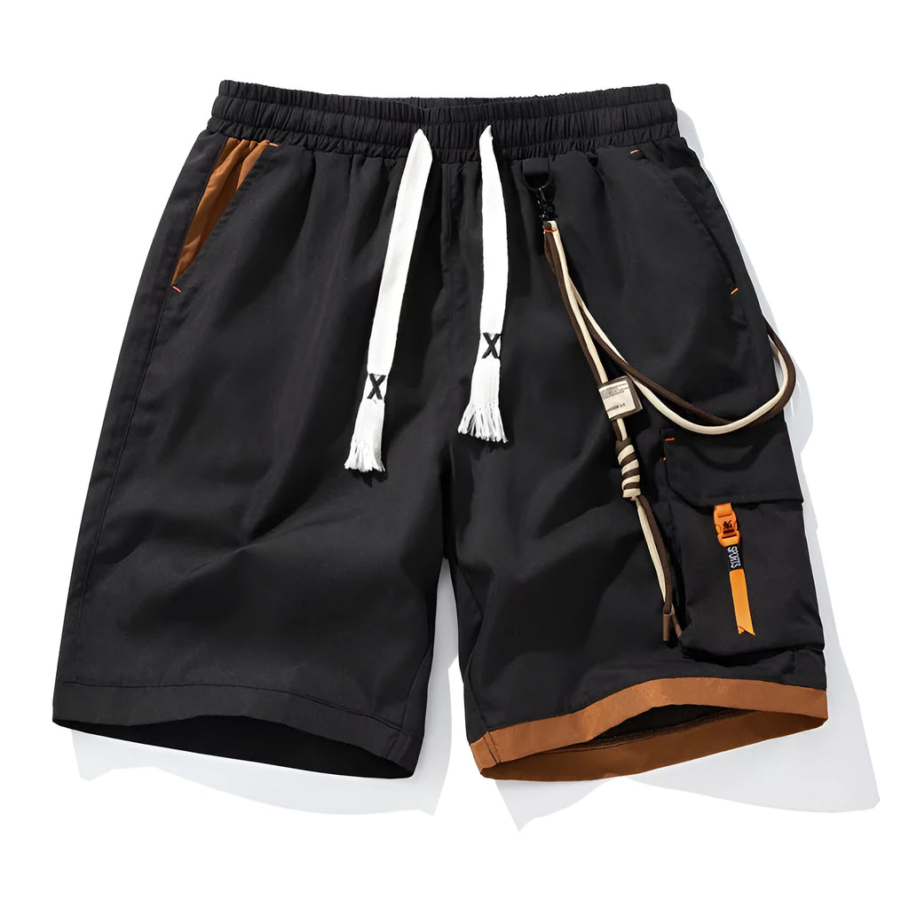 Men's plus size bamboo fibre sports shorts in loose straight-leg fit, shown in coffee colour.