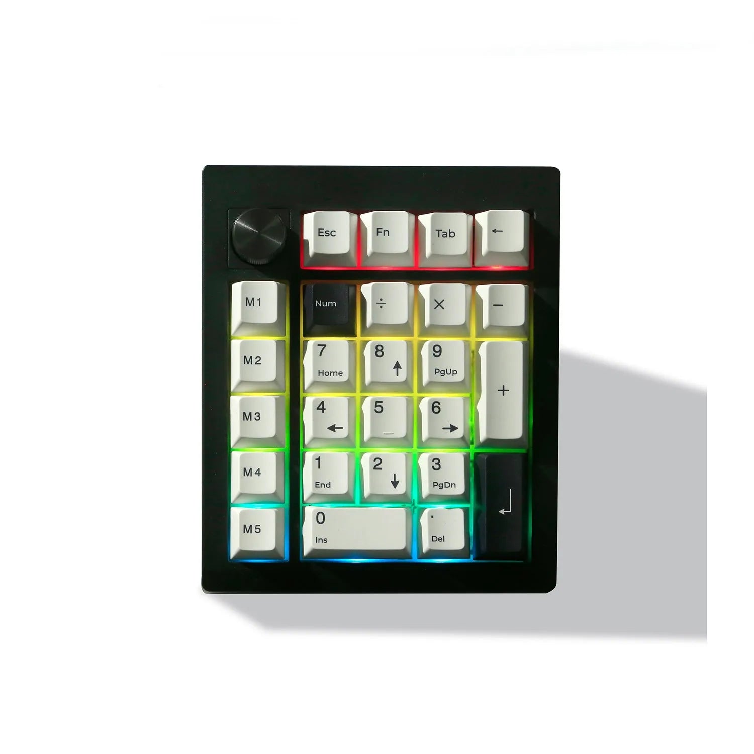 Wireless mechanical keyboard with numeric keypad in black colour showing three connection modes