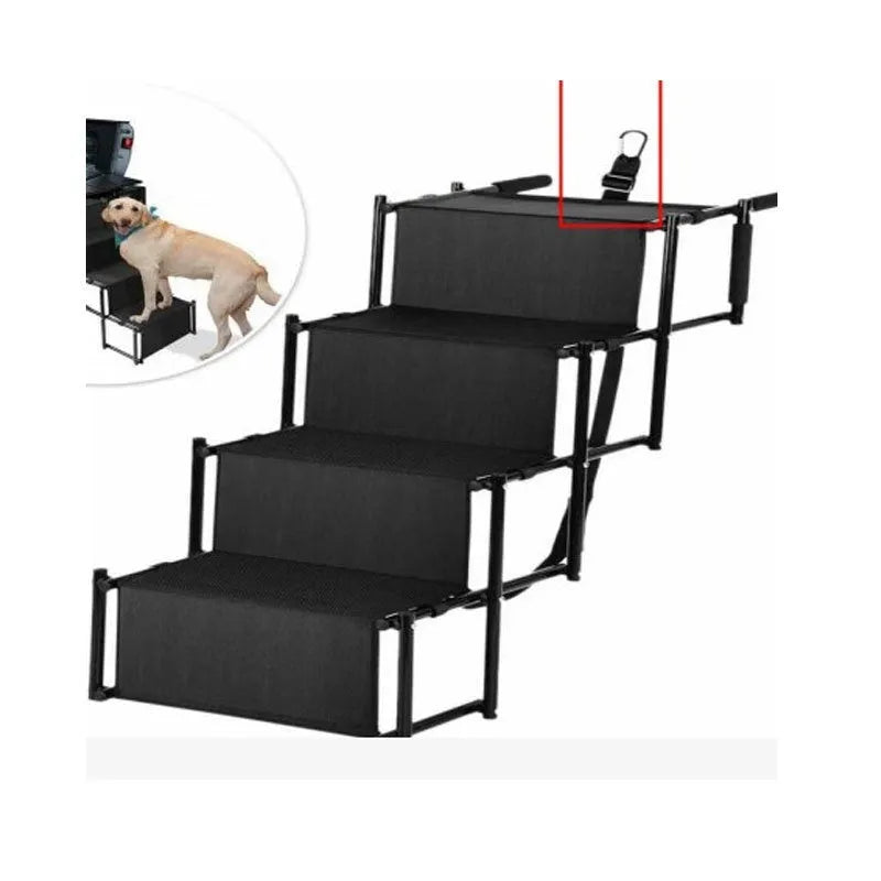 Folding portable stainless steel dog ladder car step, four-step 101x76x45cm, black or grey or blue