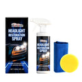 Headlight restoration spray kit with 120ml bottle, applicator sponge and polishing towel