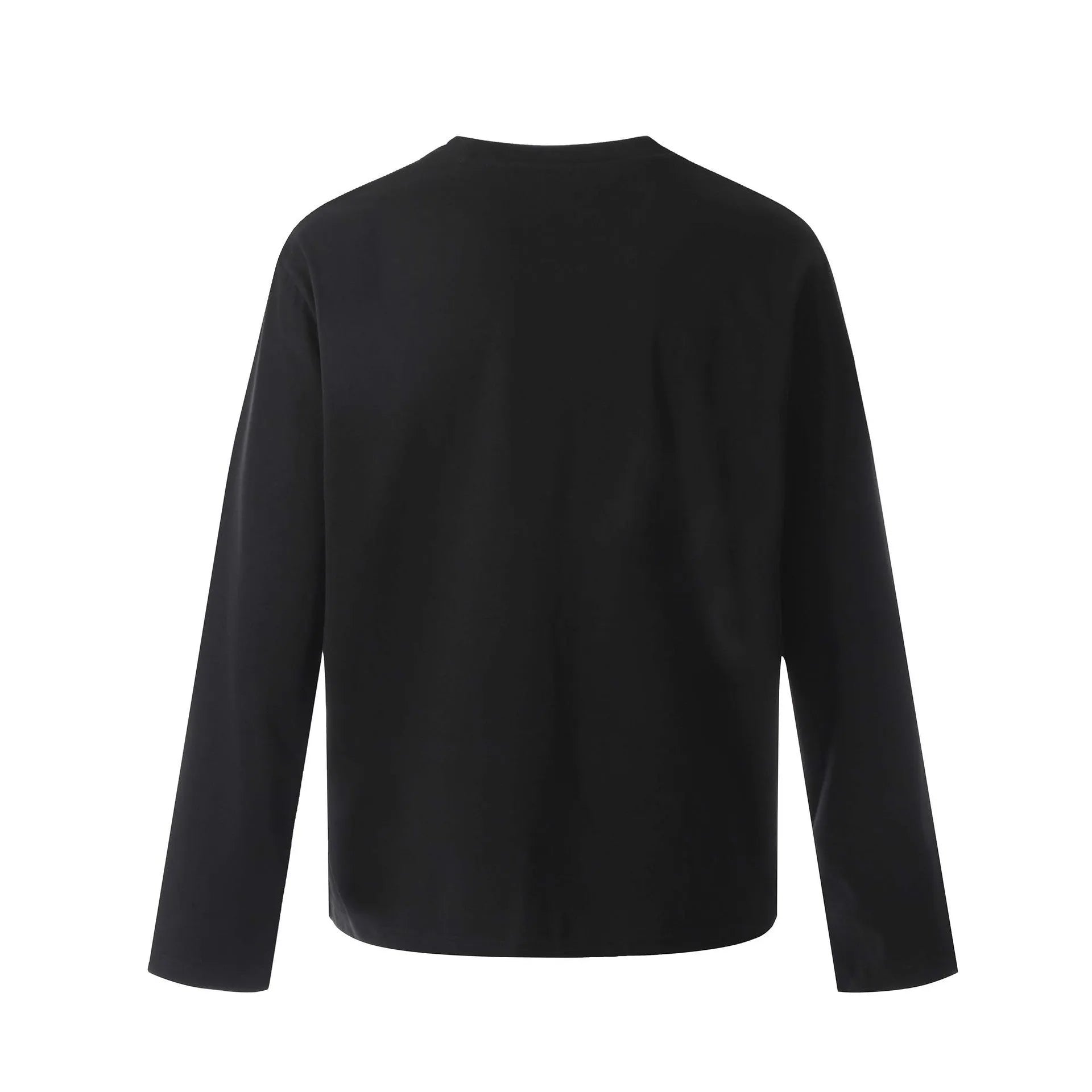 Men's loose fit long sleeve cotton pullover in black or flower grey colour options