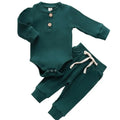 Cotton baby romper in solid blue, green, grey, red, or coffee, sizes 0 to 24 months