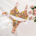 Women's floral pure desire style bikini underwear set in polyester, shown in multiple colours.