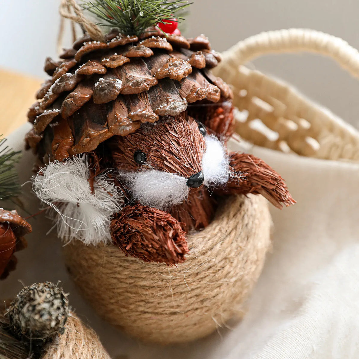 Foam squirrel Christmas decoration in brown or gray, single simulation squirrel ornament for festive display.