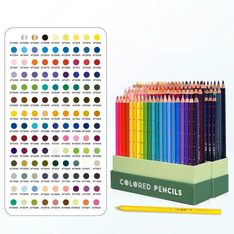 Boxed set of 72 coloured pencils for art students with basswood barrels