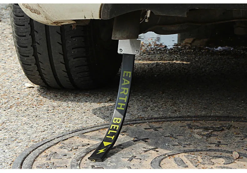 Black rubber car electrostatic belt with copper wire core measuring 370mm for SUV and saloon grounding