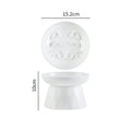 Ceramic tall cat bowl in slow food plate or diamond bowl shape, raised feeding dish for cats