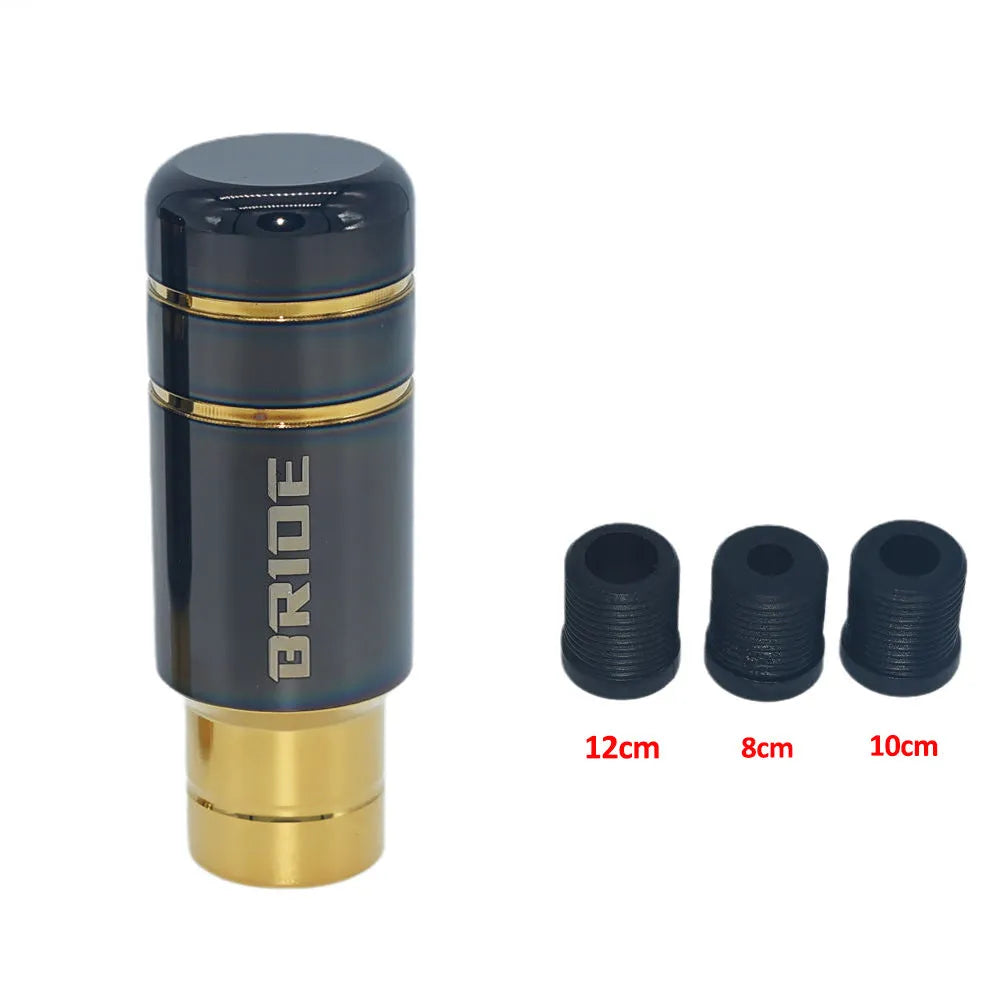 Roasted blue stainless steel automotive gear shift head with aluminium alloy components and installation sleeves