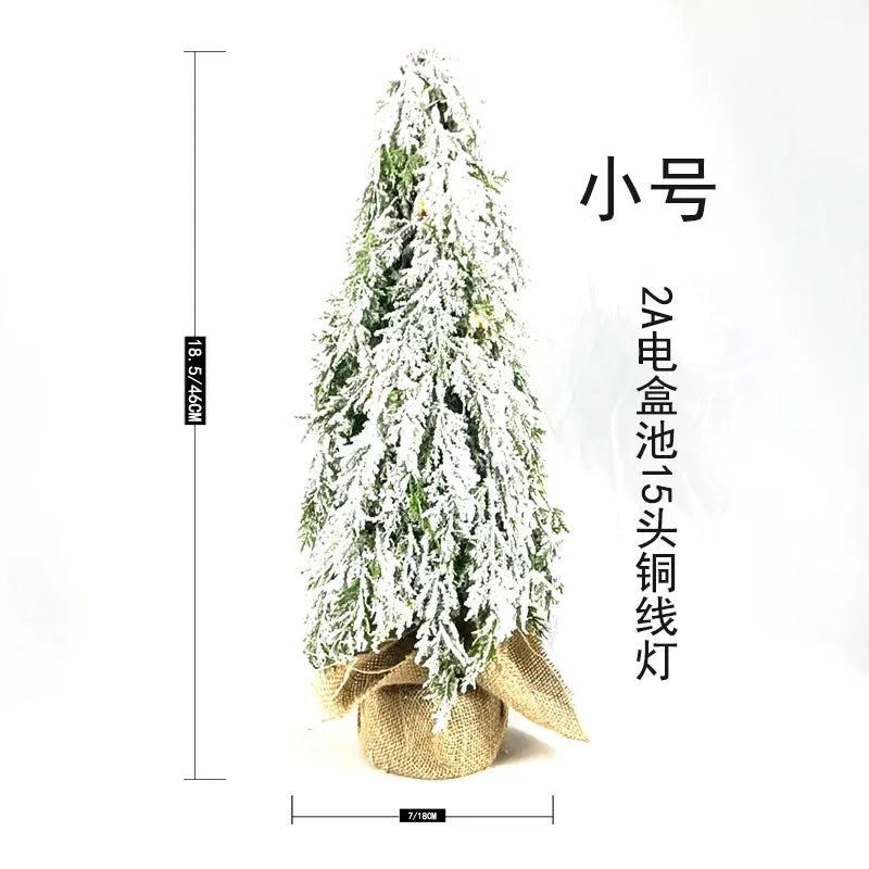 24-inch desktop artificial Christmas tree with LED lights and PE snow decoration