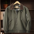Men's plus size washed cotton baseball flight jacket in beige colour