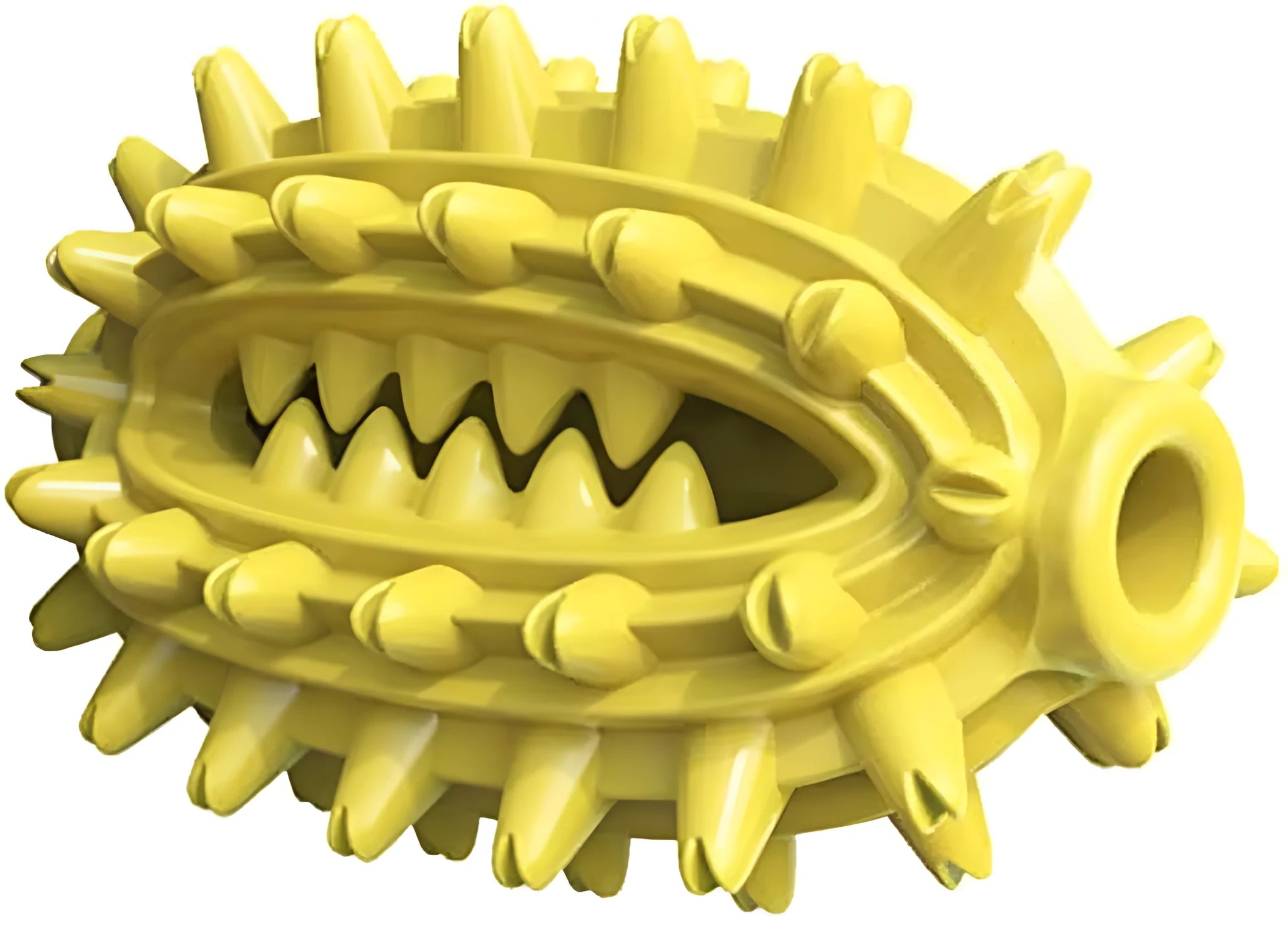 Green cactus-shaped dog chew toy with textured bumps for dental cleaning