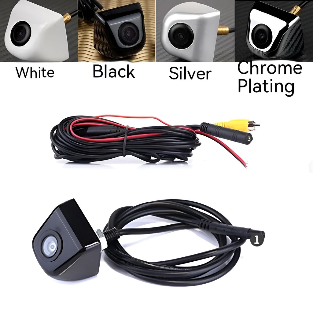 Waterproof metal car reversing camera with screw mounting and integrated cable