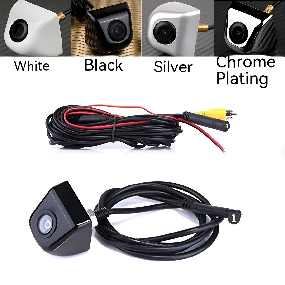 Waterproof metal car reversing camera with screw mounting and integrated cable